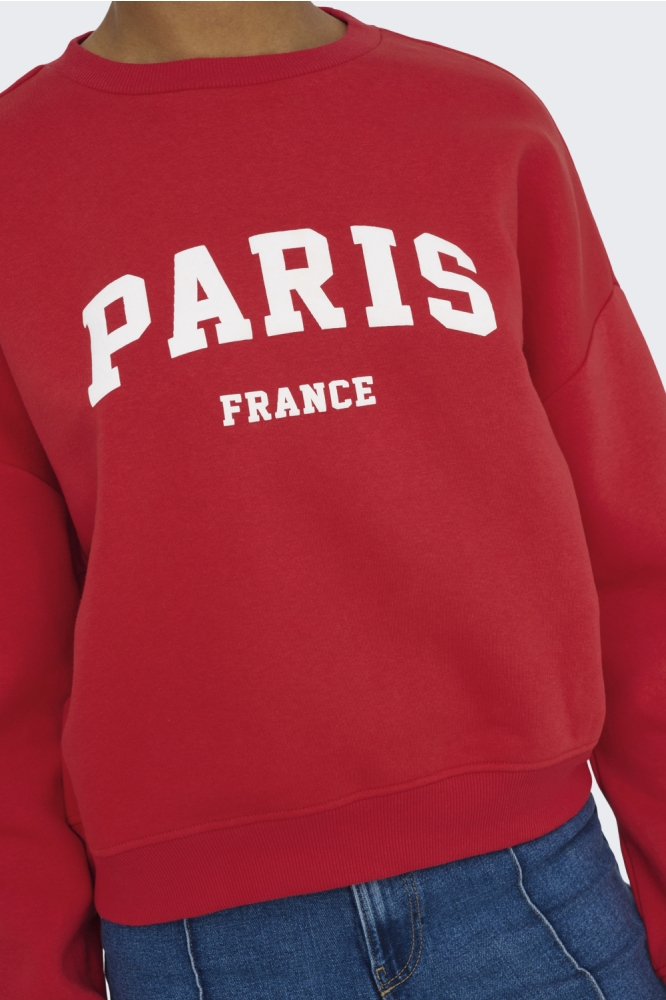 ONLSWEAT LIFE L/S CREW O.SIZE STATE 15254183 TRUE RED/PARIS FRANCE
